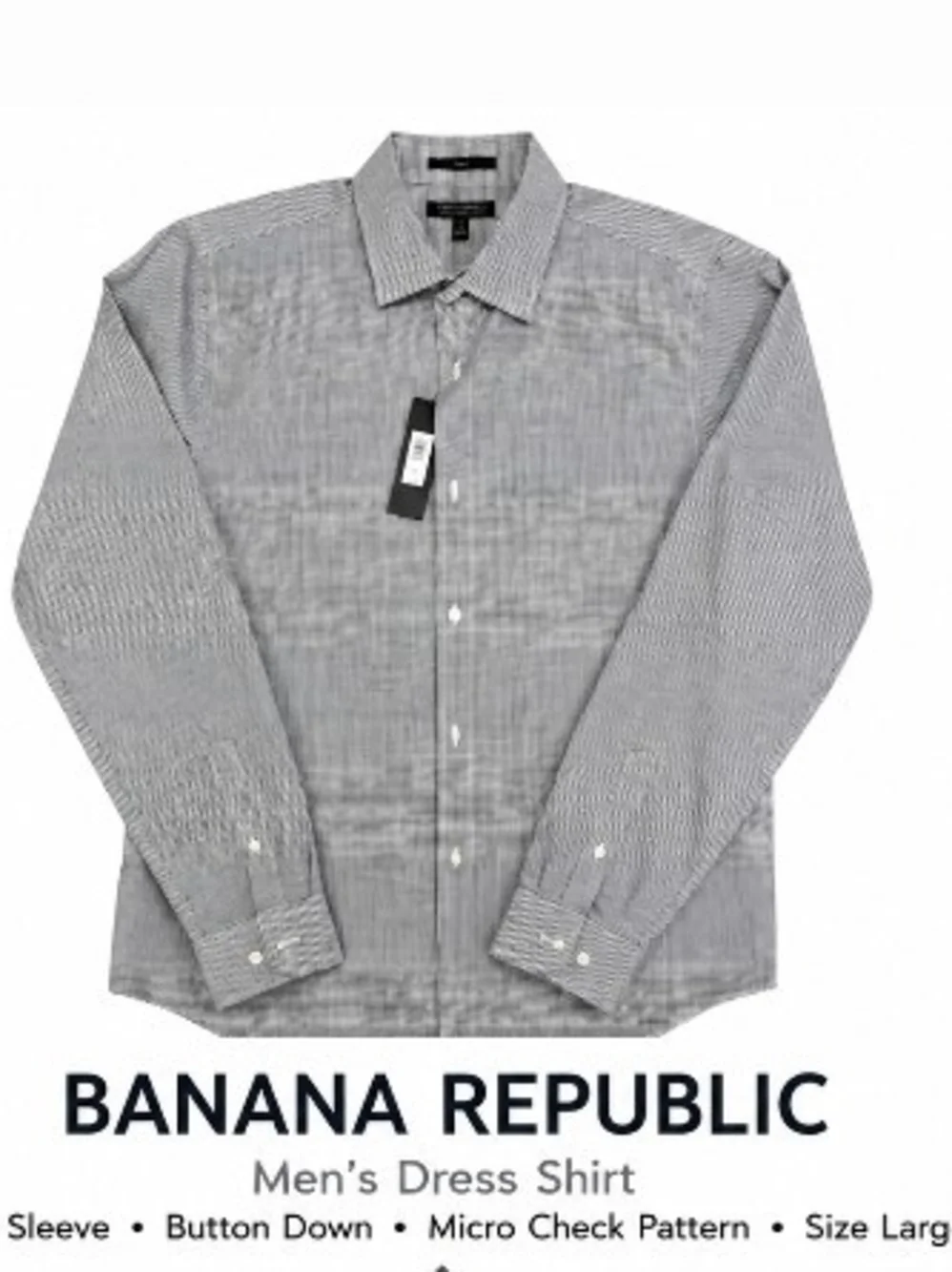 Banana Republic Men's Gray Micro-Check Dress Shirt